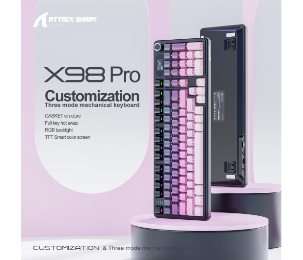 Attack Shark X98PRO Wireless Full-size layout różowa - 1472702 - zdjęcie 17